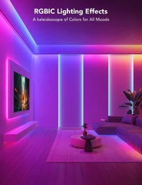 Smart RGBIC LED Strip Lights with App Control, 11 Music Modes & 64+ Scenes – White (Indoor Use)