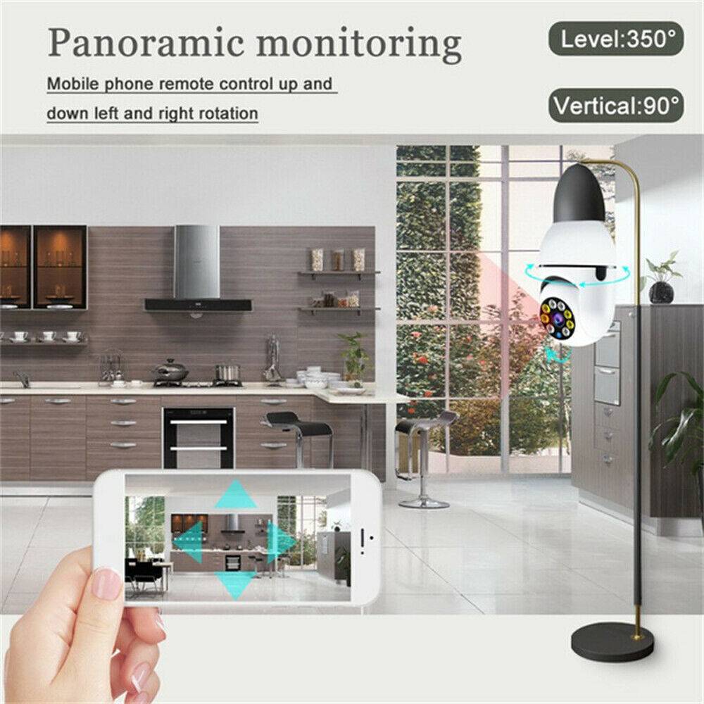 E27 Light Bulb Security Camera - 1080P HD WiFi Smart Camera | 360° View with Night Vision