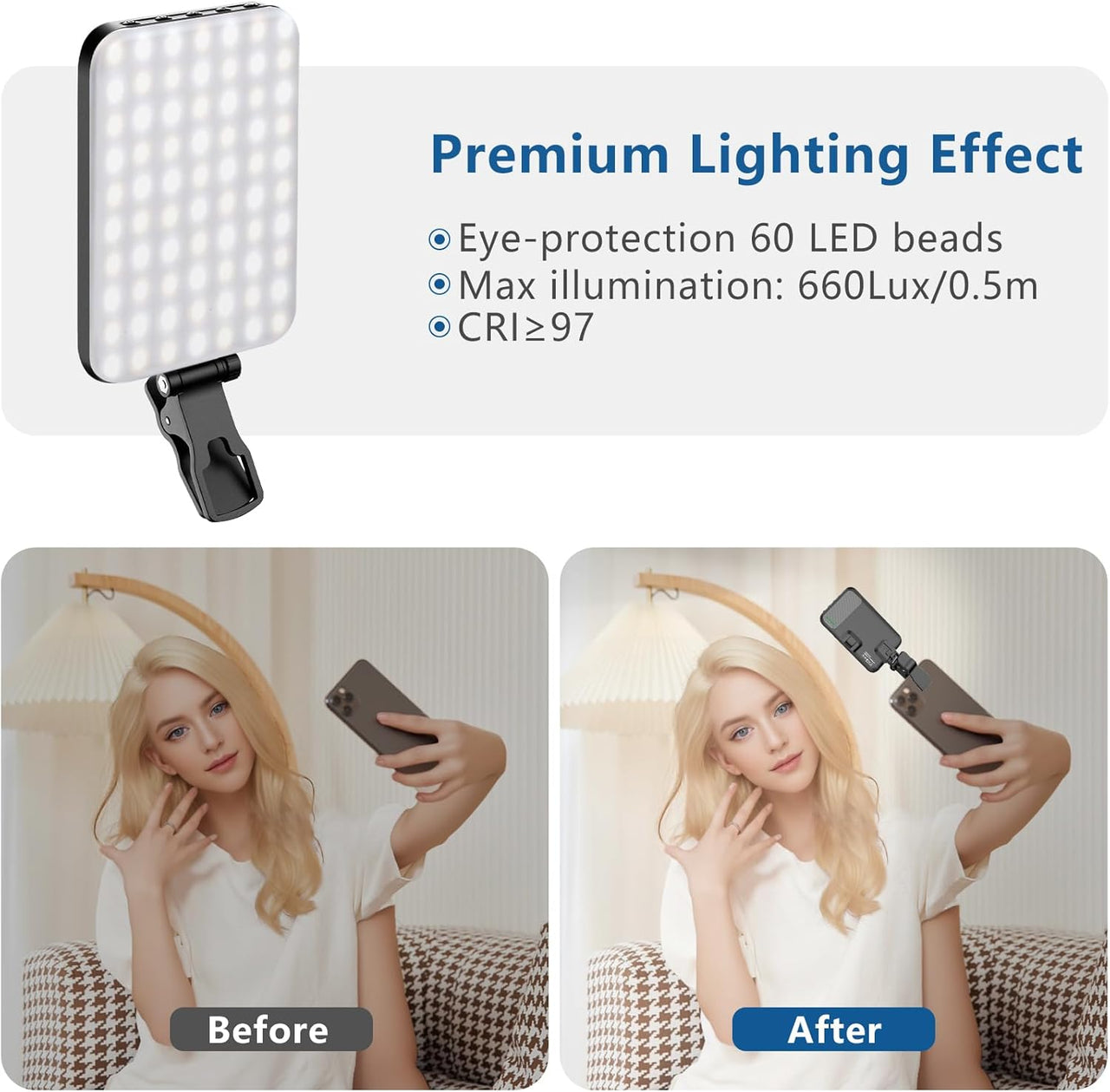 Portable LED Selfie Ring Light - Rechargeable Fill Light for Phone Photography & Video Calls