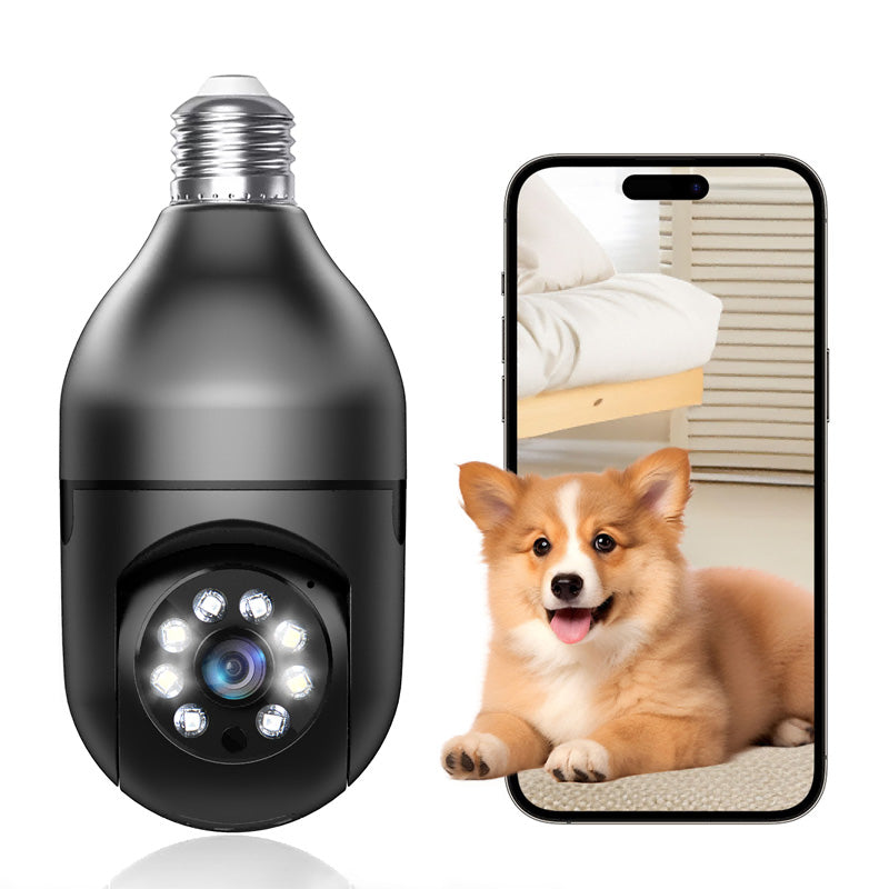 Light Bulb Security Camera 2.4GHz 5G WiFi Outdoor, 1080P E27 Light Socket Security Camera, Indoor 36