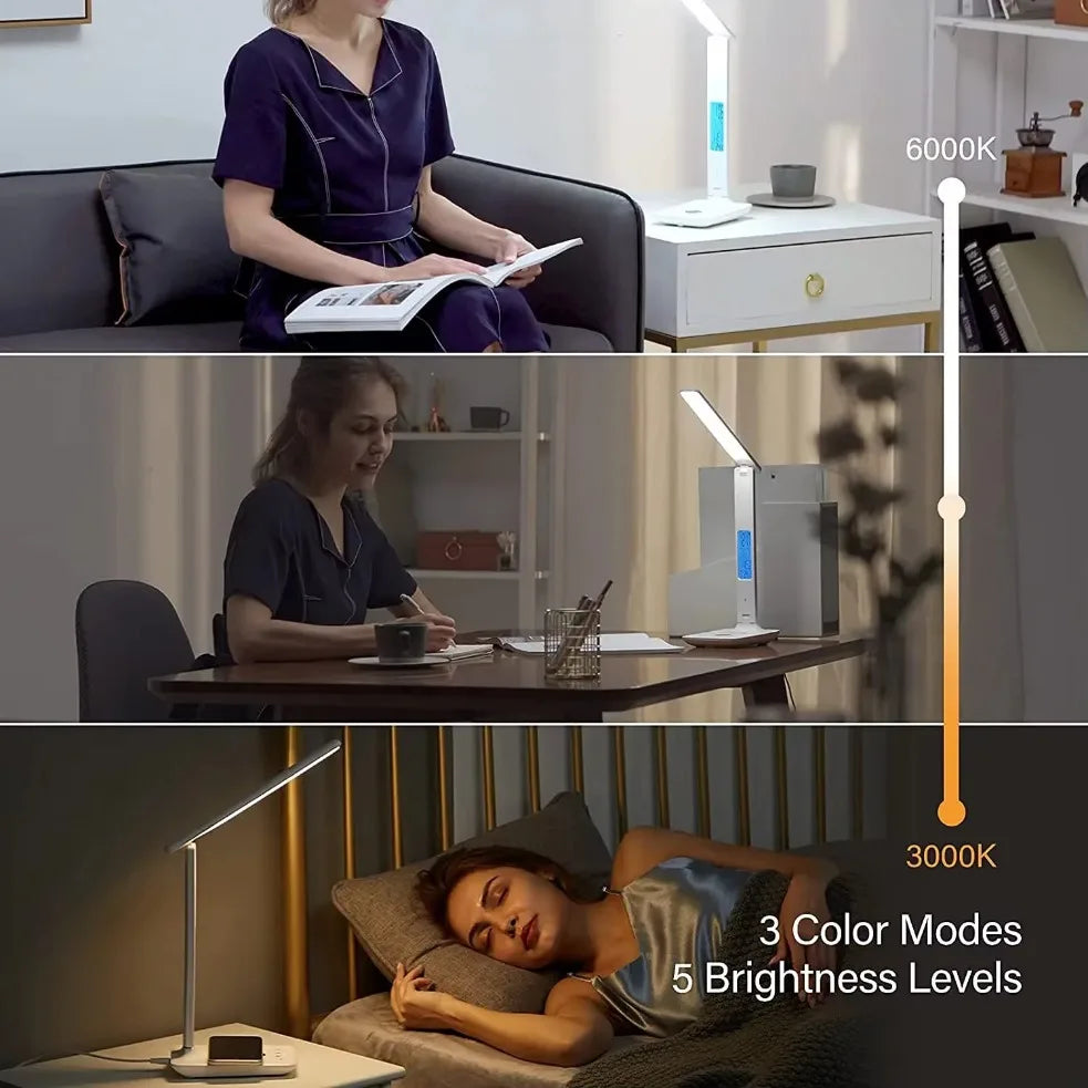 2-in-1 Wireless Charger & LED Desk Lamp - Fast Charging Pad with Touch Control