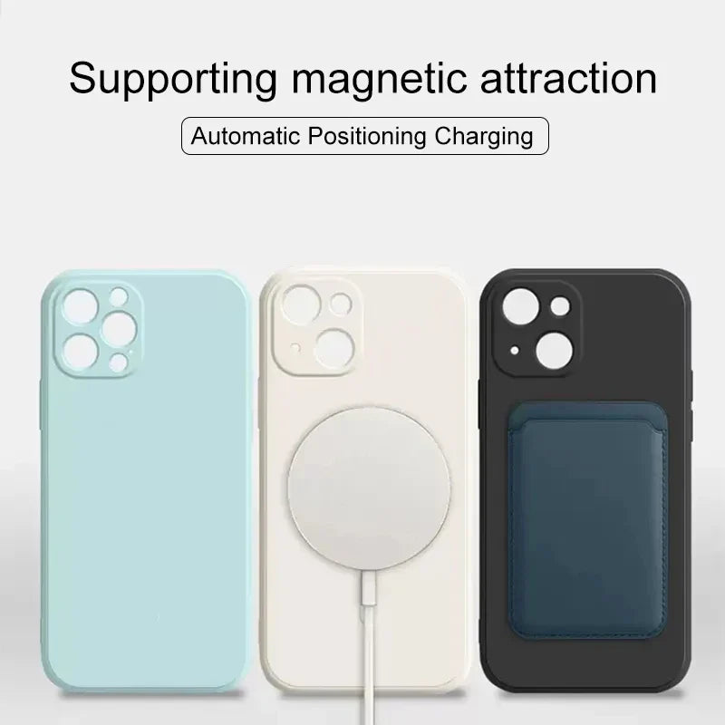 MagSafe Liquid Silicone Case for iPhone 15/14/13/12 Pro Max - Magnetic Slim Protective Cover