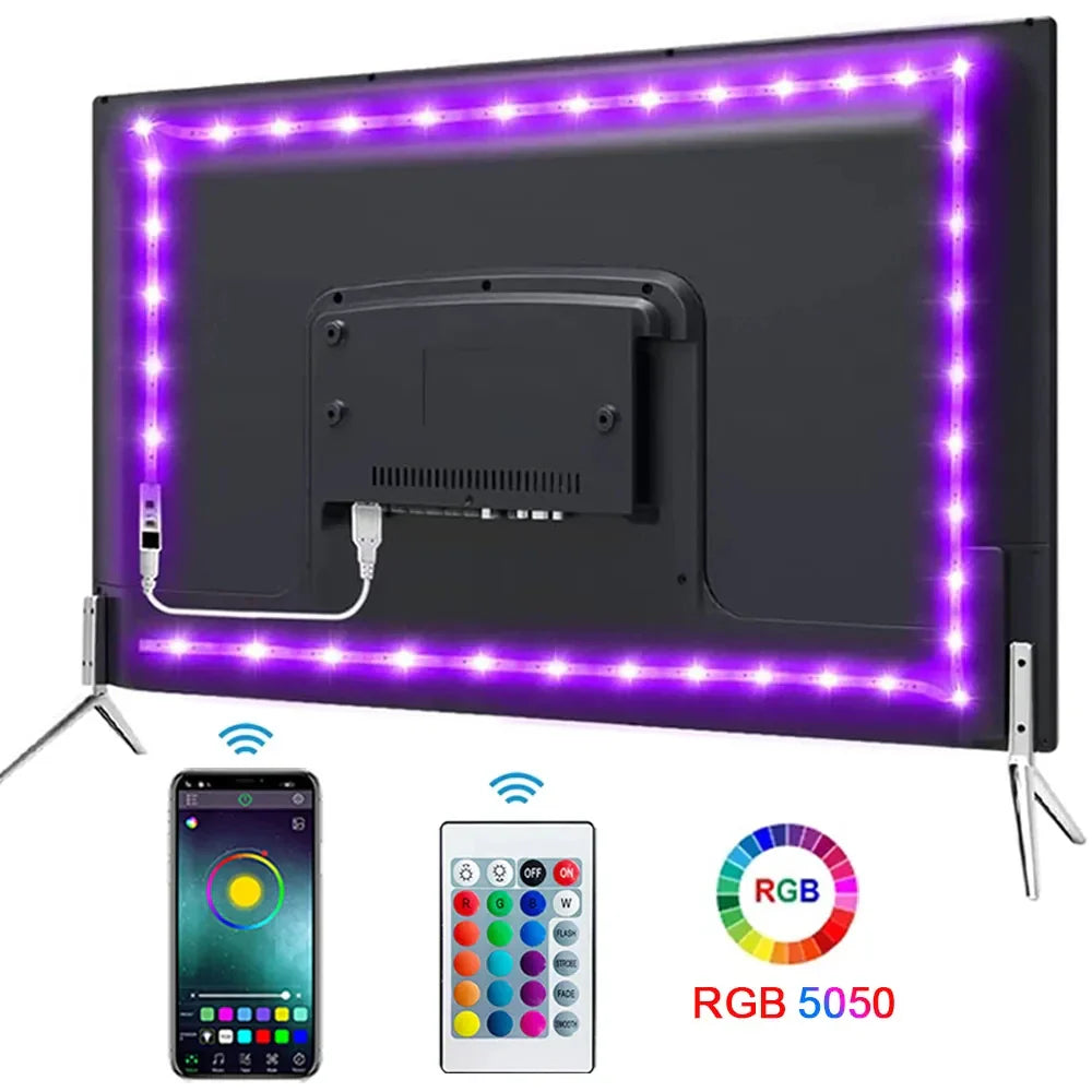 Bluetooth RGB LED Strip Lights - Smart App Control Music Sync Room Decor