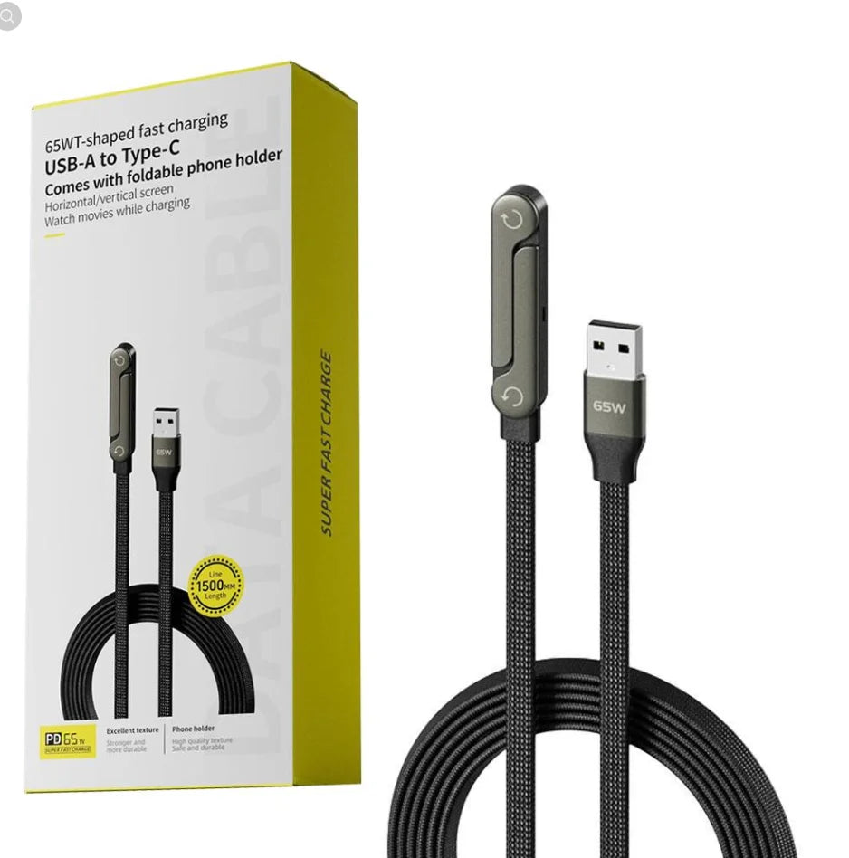 Fast Charging Foldable Bracket Data Cable 2-in-1 Data Wire Foldable Phone Tablet Stand Type-C To Type-C USB-A To Type-C