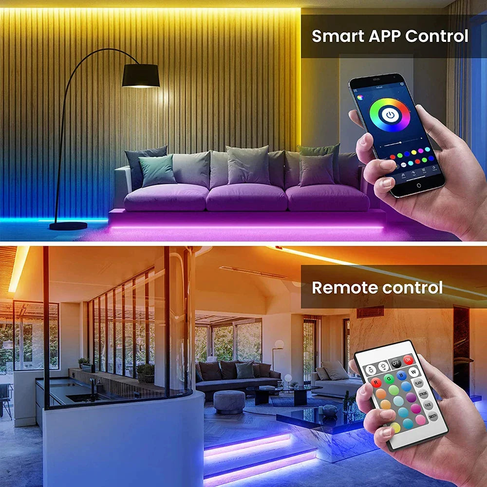 Bluetooth RGB LED Strip Lights - Smart App Control Music Sync Room Decor