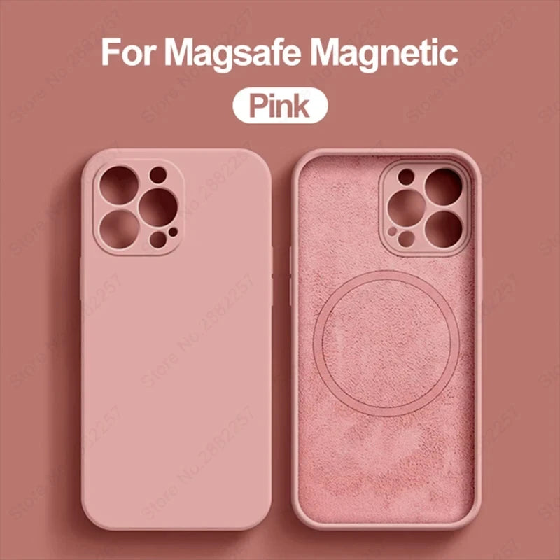MagSafe Liquid Silicone Case for iPhone 15/14/13/12 Pro Max - Magnetic Slim Protective Cover