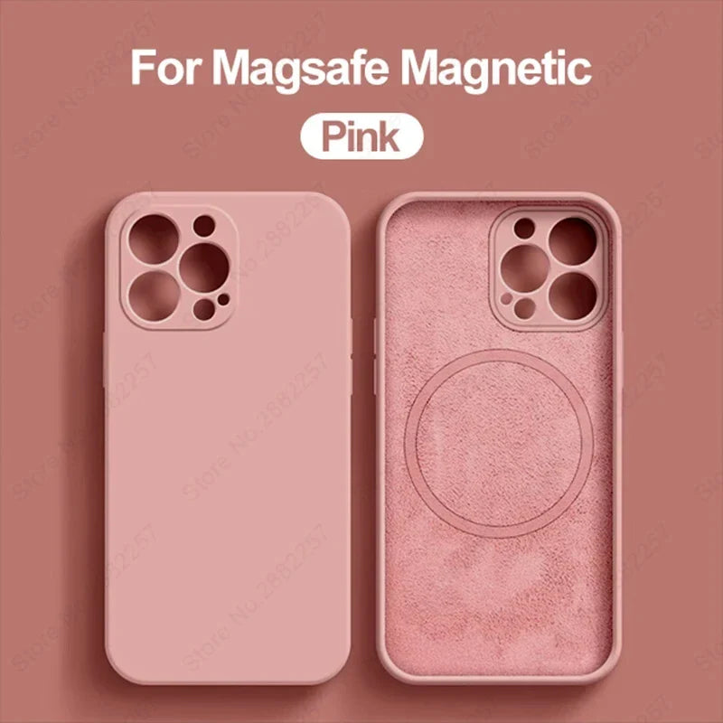 MagSafe Liquid Silicone Case for iPhone 15/14/13/12 Pro Max - Magnetic Slim Protective Cover