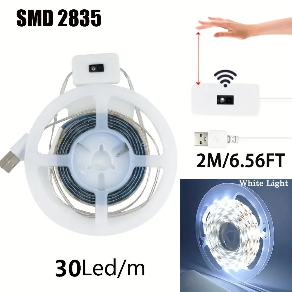 Smart USB LED Strip Lights with Hand Scan Sensor - Dimmable Under Cabinet Lighting