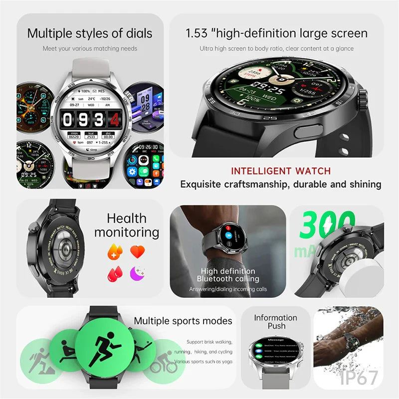Smart Watch GT5 Pro - AMOLED GPS NFC Fitness Tracker with Heart Rate Monitor