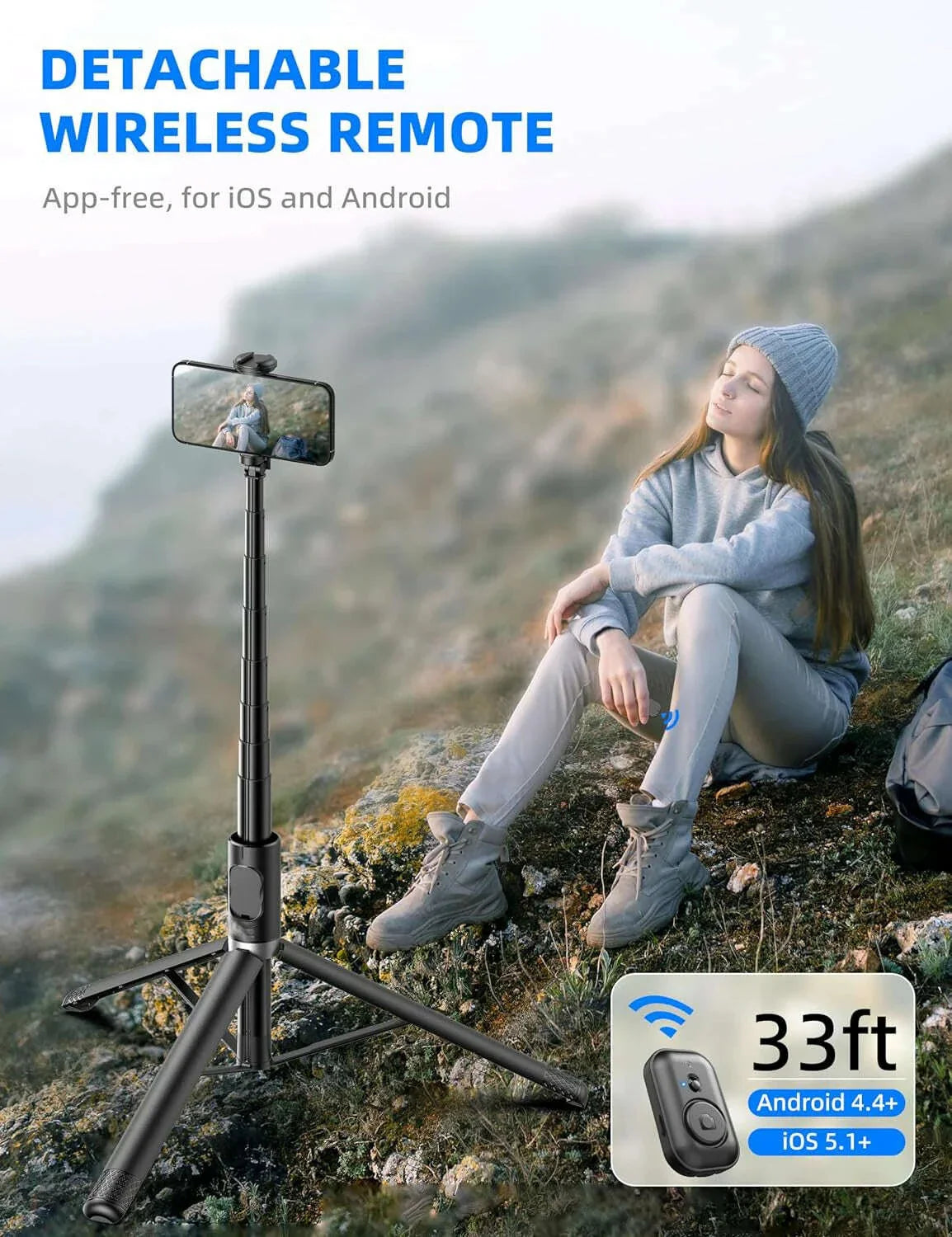 C10 Selfie Stick Wireless Bluetooth Remote Portable 72 Inch Aluminum Alloy Phone Tripod Stabilizer for iOS Android Cellphone
