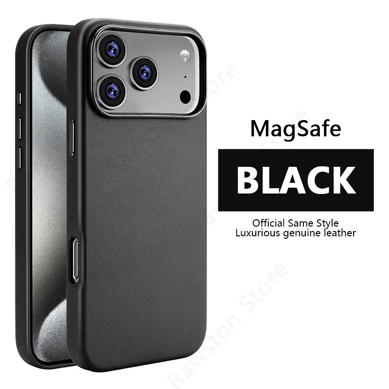 Premium MagSafe Leather Case for iPhone 17/16/15/14 Pro Max - Genuine Leather Magnetic Cover