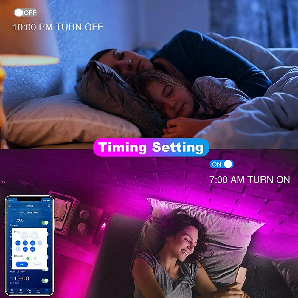 Bluetooth RGB LED Strip Lights - Smart App Control Music Sync Room Decor
