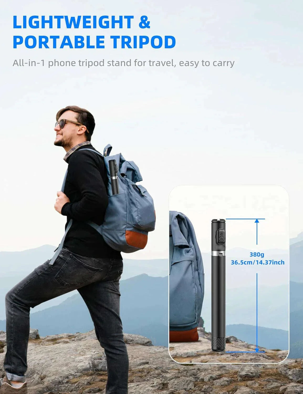 C10 Selfie Stick Wireless Bluetooth Remote Portable 72 Inch Aluminum Alloy Phone Tripod Stabilizer for iOS Android Cellphone