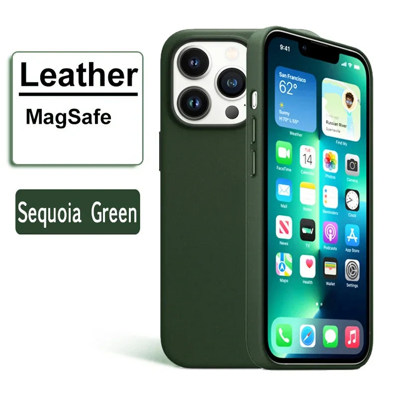 Premium MagSafe Leather Case for iPhone 17/16/15/14 Pro Max - Genuine Leather Magnetic Cover