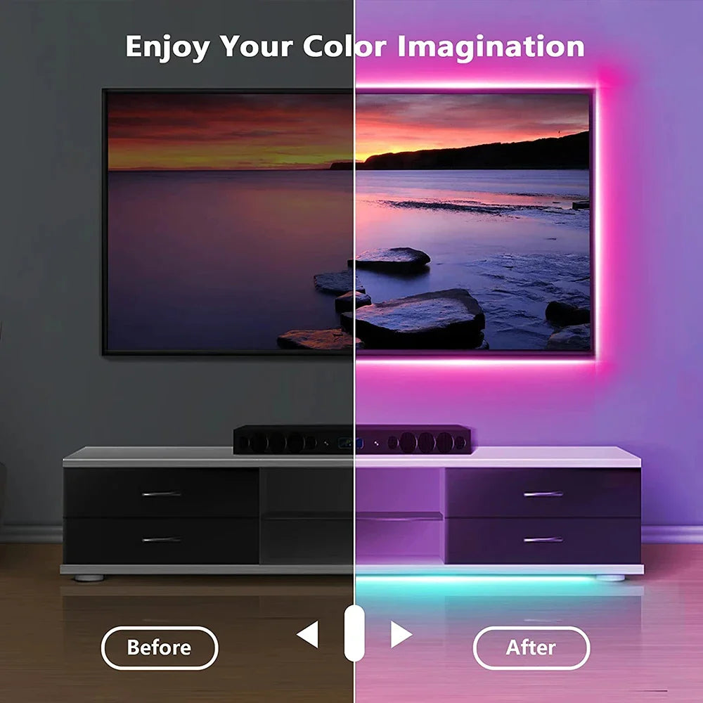Bluetooth RGB LED Strip Lights - Smart App Control Music Sync Room Decor