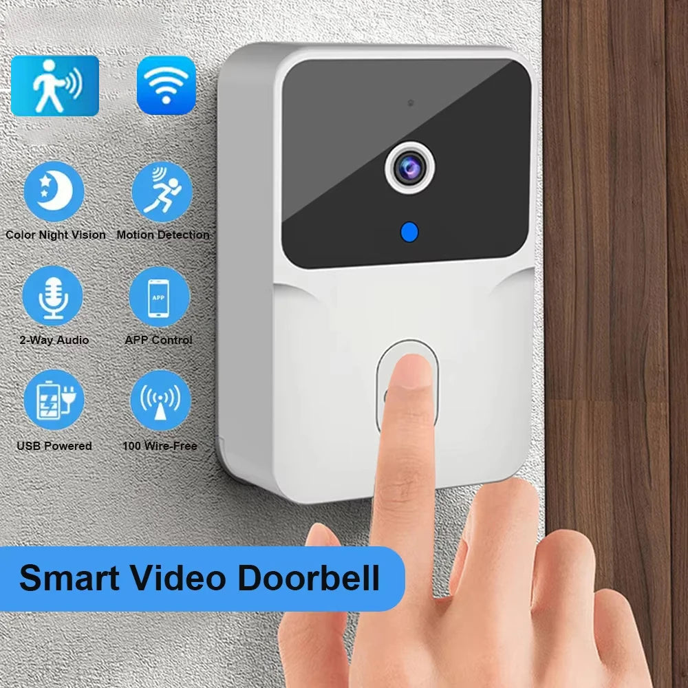 Smart WiFi Video Doorbell Camera - 2.4G Wireless HD Intercom with Night Vision