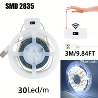 Smart USB LED Strip Lights with Hand Scan Sensor - Dimmable Under Cabinet Lighting