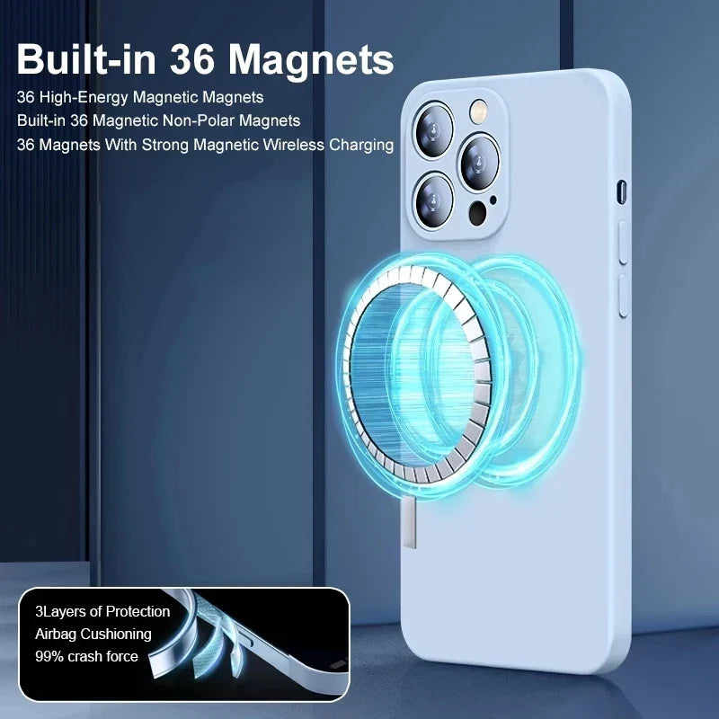 MagSafe Liquid Silicone Case for iPhone 15/14/13/12 Pro Max - Magnetic Slim Protective Cover