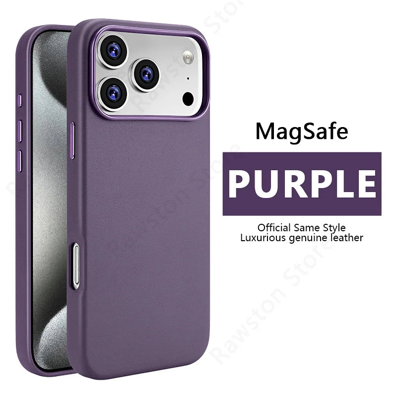 Premium MagSafe Leather Case for iPhone 17/16/15/14 Pro Max - Genuine Leather Magnetic Cover