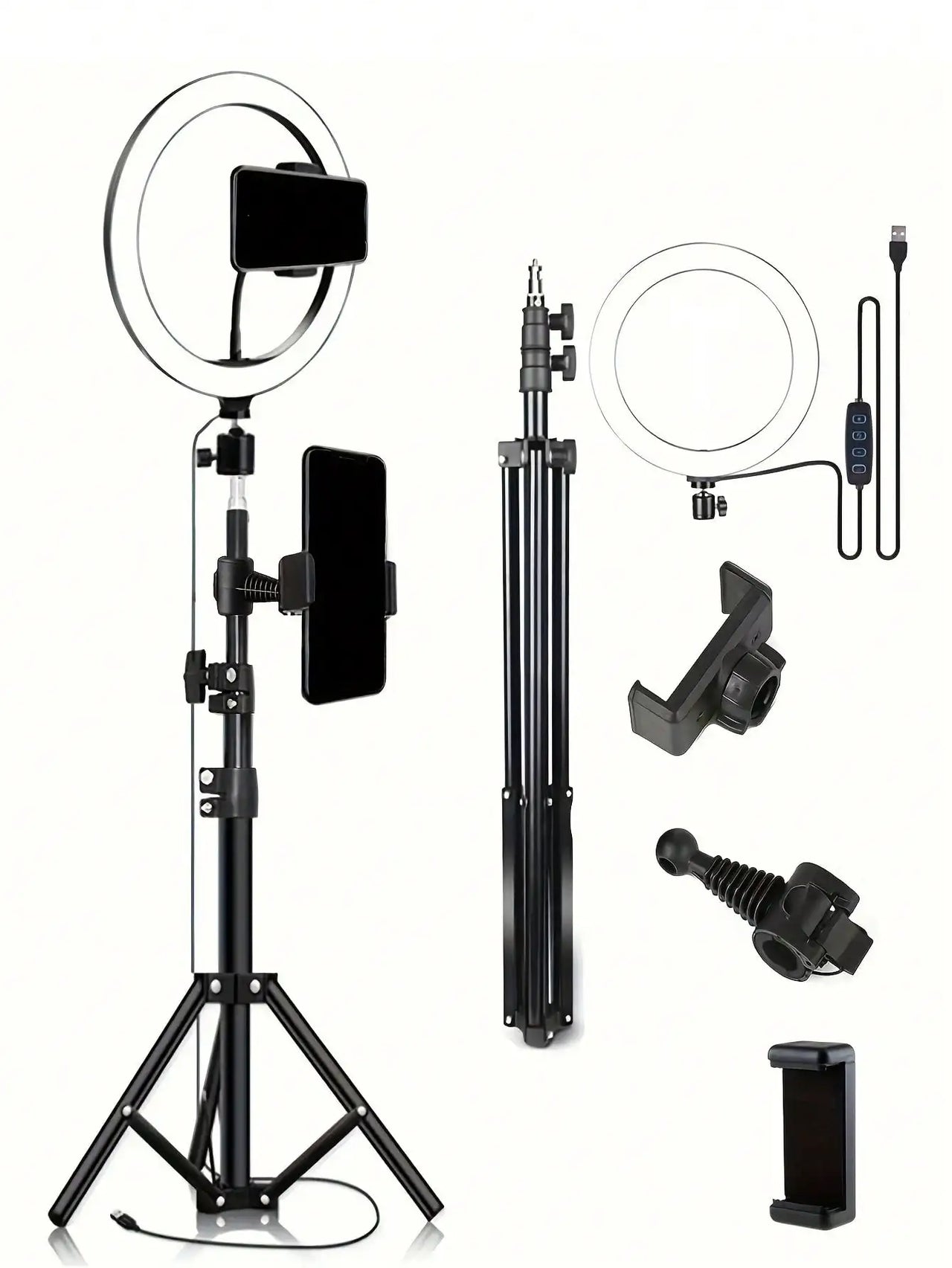 10" LED Ring Light with 110cm Tripod Stand & Phone Holder for Live Streaming, TikTok & Selfies