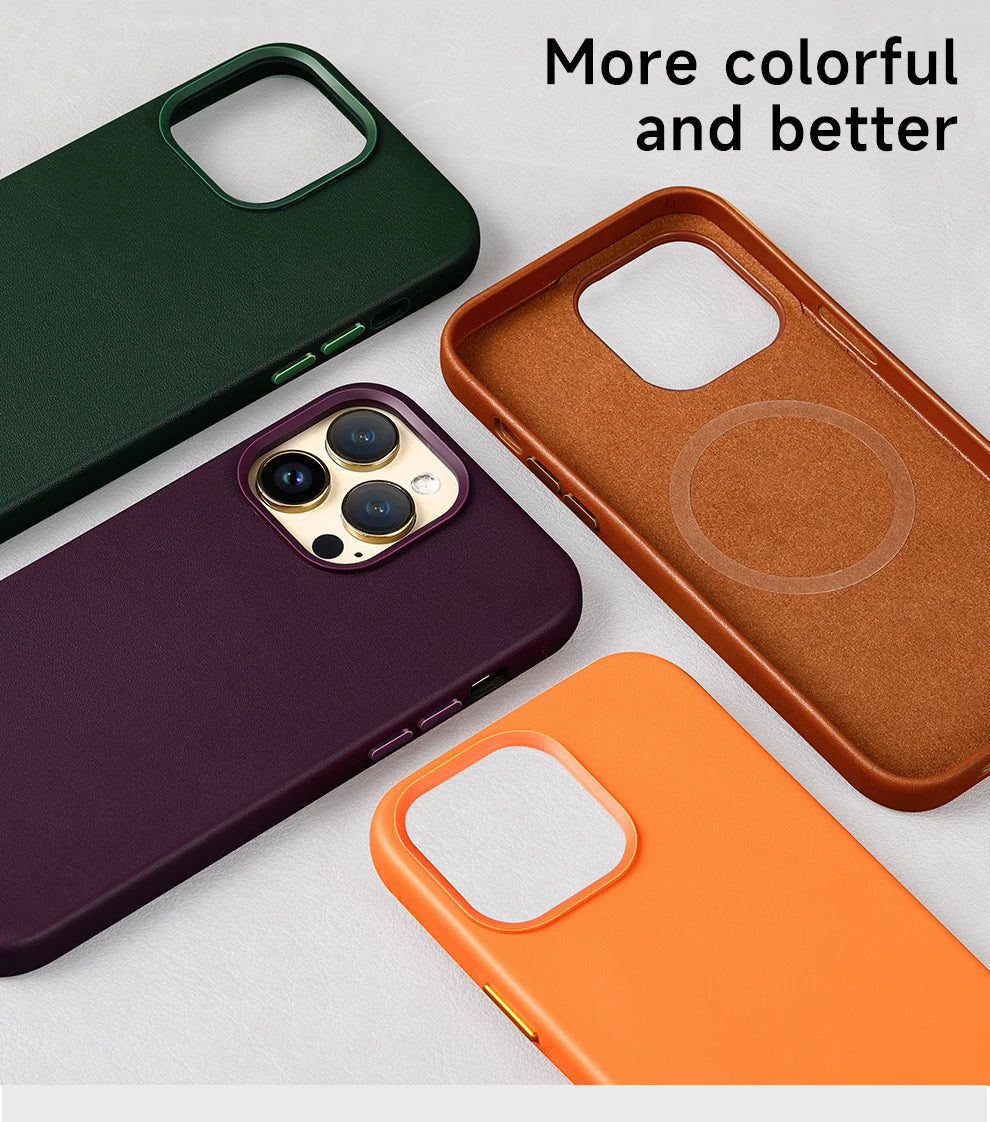 Premium MagSafe Leather Case for iPhone 17/16/15/14 Pro Max - Genuine Leather Magnetic Cover