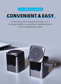 Magnetic 3-in-1 Wireless Charger Station - iPhone, Apple Watch & AirPods Fast Charging Dock