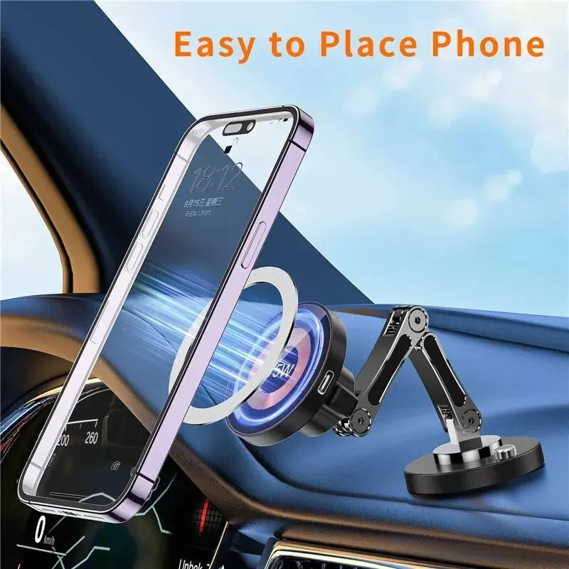 Magnetic Car Wireless Charger Stand - 360° Rotation MagSafe Car Mount with Fast Charging