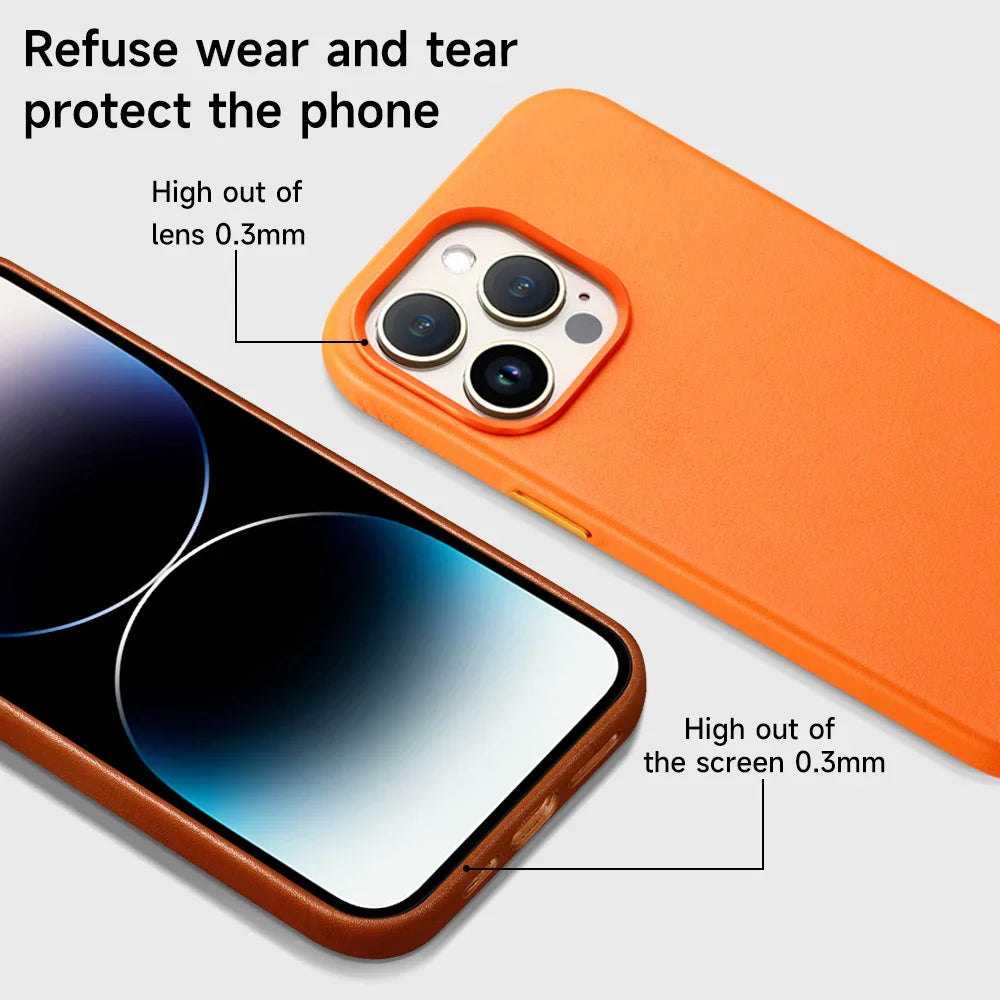 Premium MagSafe Leather Case for iPhone 17/16/15/14 Pro Max - Genuine Leather Magnetic Cover