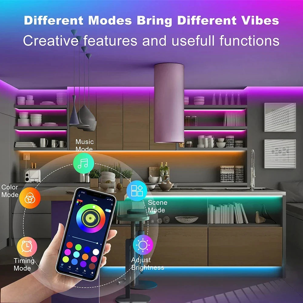 Bluetooth RGB LED Strip Lights - Smart App Control Music Sync Room Decor