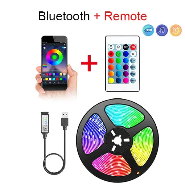 Bluetooth RGB LED Strip Lights - Smart App Control Music Sync Room Decor