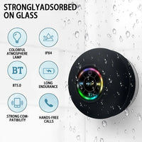 Waterproof Bluetooth Speaker with LED Light - Portable Wireless Outdoor Shower Speaker