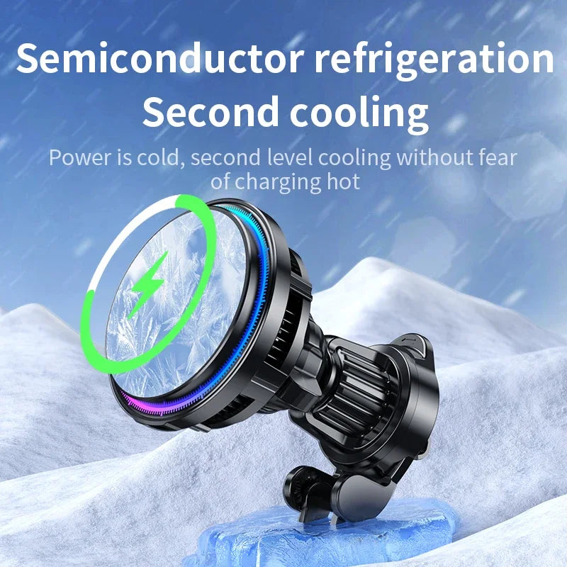 30W Ice Cooling Magnetic Wireless Car Charger - MagSafe Fast Charging Phone Mount