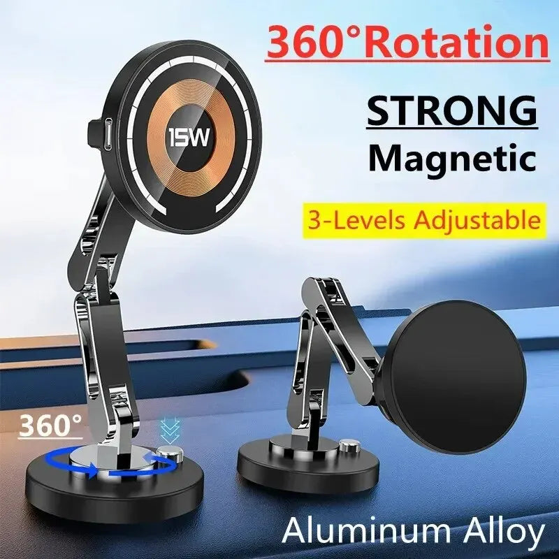 Magnetic Car Wireless Charger Stand - 360° Rotation MagSafe Car Mount with Fast Charging