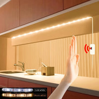 Smart USB LED Strip Lights with Hand Scan Sensor - Dimmable Under Cabinet Lighting