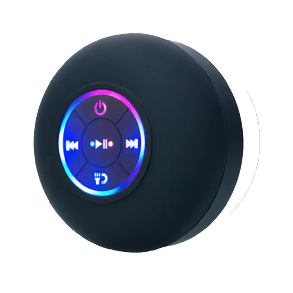 Waterproof Bluetooth Speaker with LED Light - Portable Wireless Outdoor Shower Speaker