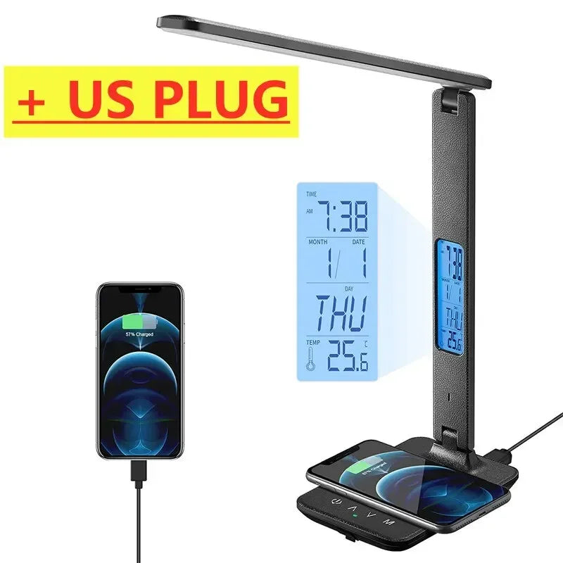 2-in-1 Wireless Charger & LED Desk Lamp - Fast Charging Pad with Touch Control