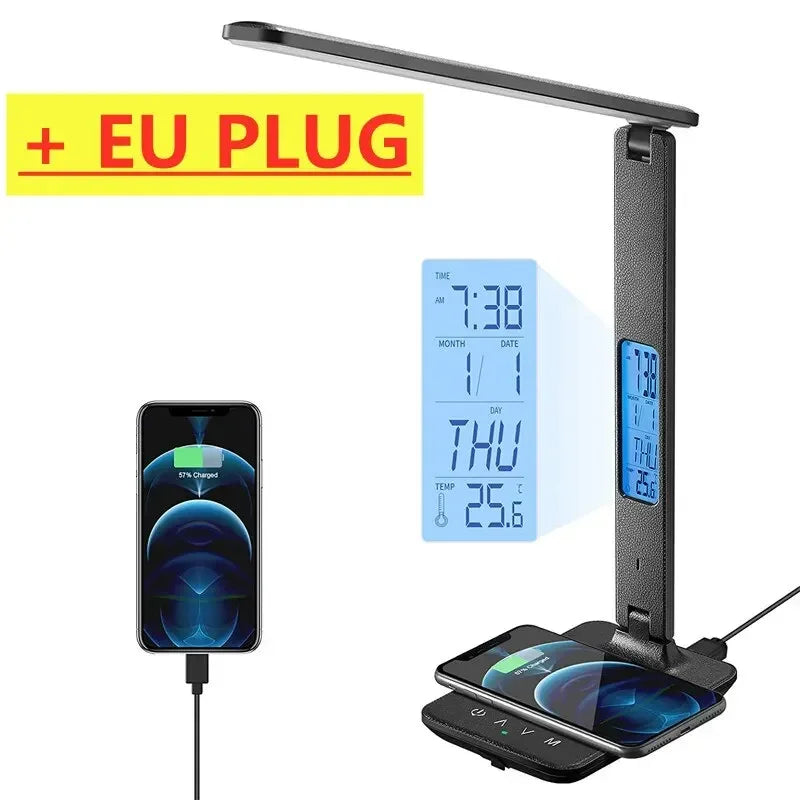 2-in-1 Wireless Charger & LED Desk Lamp - Fast Charging Pad with Touch Control