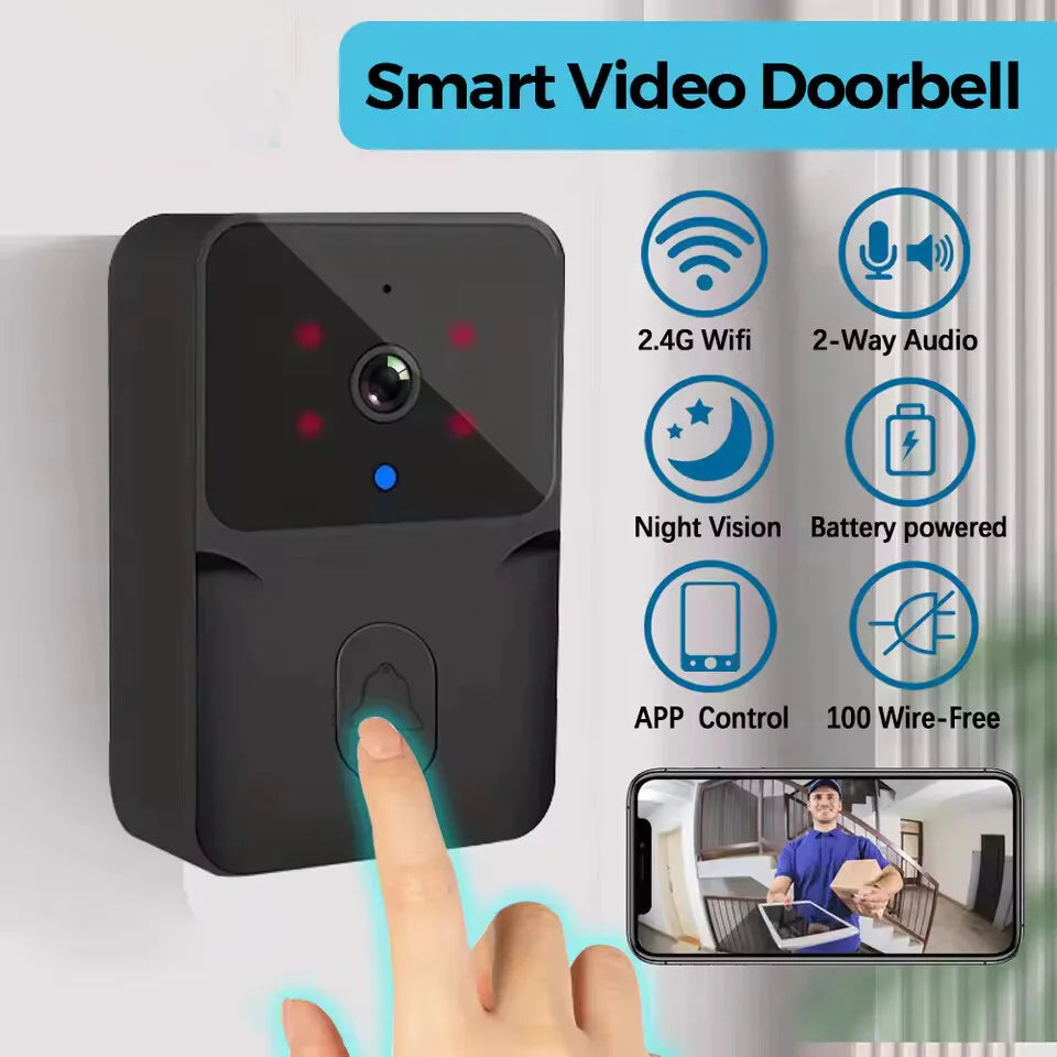 Smart WiFi Video Doorbell Camera - 2.4G Wireless HD Intercom with Night Vision