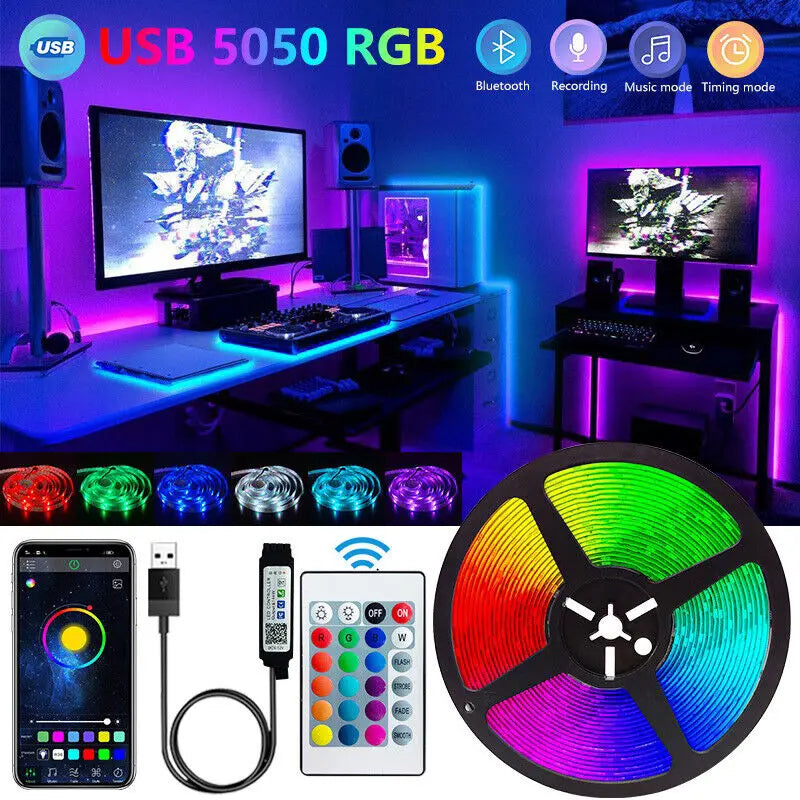 Bluetooth RGB LED Strip Lights - Smart App Control Music Sync Room Decor