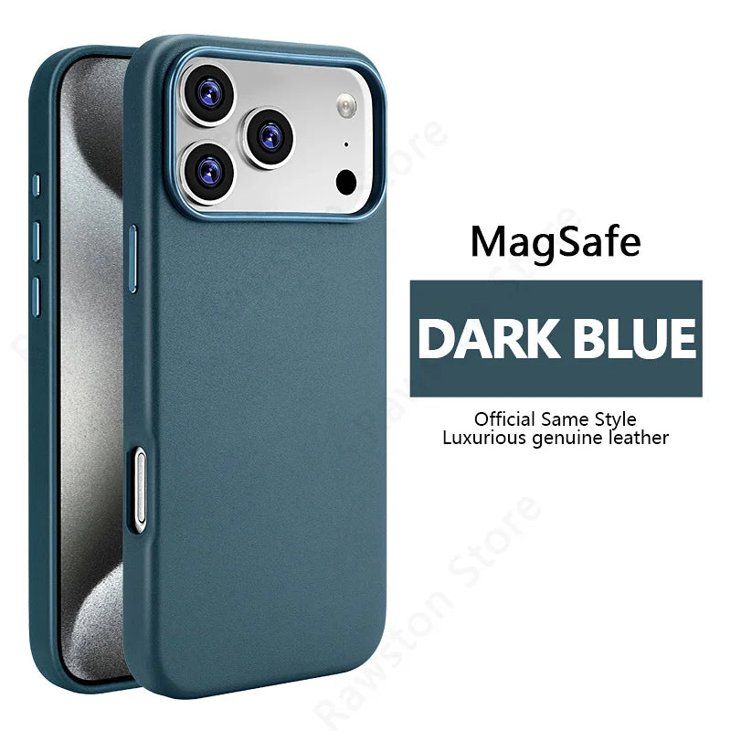 Premium MagSafe Leather Case for iPhone 17/16/15/14 Pro Max - Genuine Leather Magnetic Cover