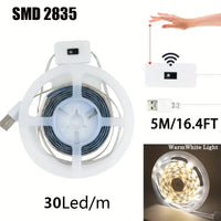 Smart USB LED Strip Lights with Hand Scan Sensor - Dimmable Under Cabinet Lighting
