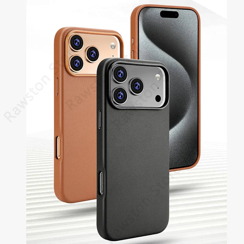 Premium MagSafe Leather Case for iPhone 17/16/15/14 Pro Max - Genuine Leather Magnetic Cover