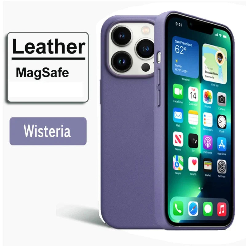 Premium MagSafe Leather Case for iPhone 17/16/15/14 Pro Max - Genuine Leather Magnetic Cover