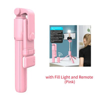 4 in 1 Wireless Selfie With Fill Light Stick Tripod Bluetooth Shutter selfie Light foldable Selfie stick for all Phone Extendable With charging Cable Detachable Bluetooth Shutter