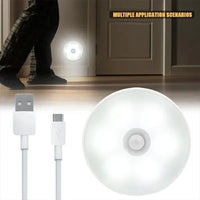 PIR Motion Sensor LED Night Light - USB Rechargeable Wireless Cabinet Lamp