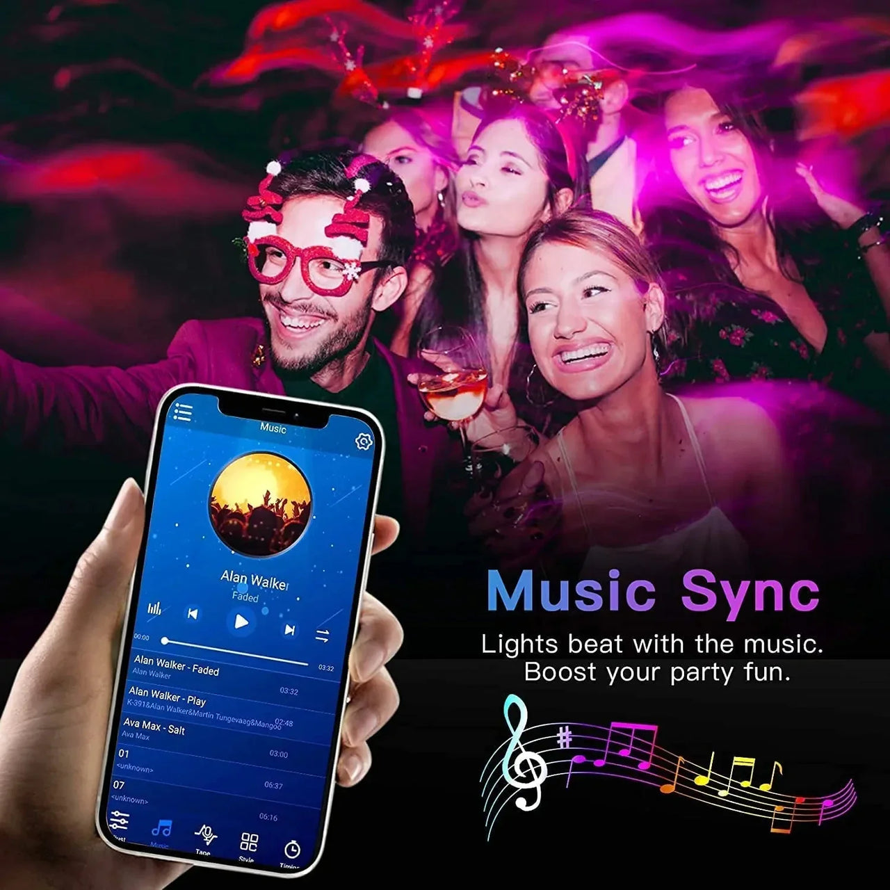 Bluetooth RGB LED Strip Lights - Smart App Control Music Sync Room Decor