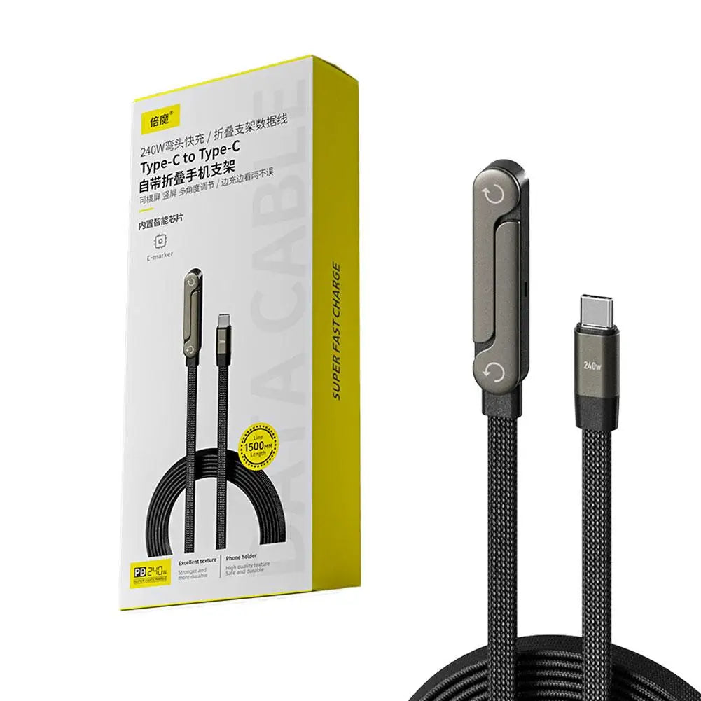 Fast Charging Foldable Bracket Data Cable 2-in-1 Data Wire Foldable Phone Tablet Stand Type-C To Type-C USB-A To Type-C