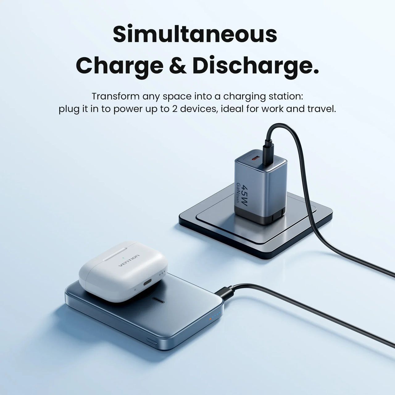 Vention 10000mAh 45W Magnetic Power Bank Qi2 MagSafe