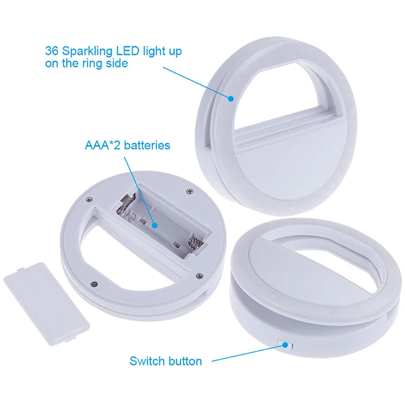 Selfie Ring Light - Clip-On LED Light for Phones, Tablets & Laptops