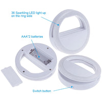 Selfie Ring Light - Clip-On LED Light for Phones, Tablets & Laptops